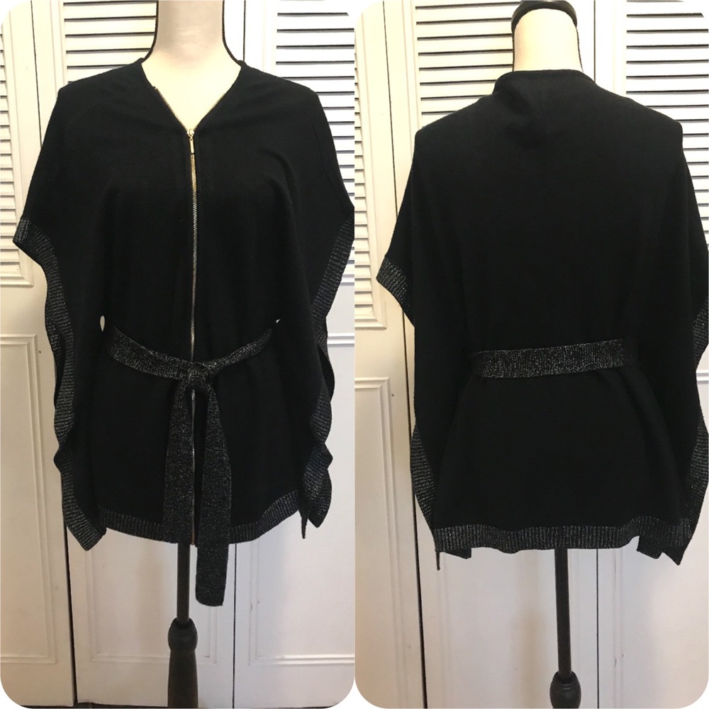 Thalia Sodi sweater cape with tie.